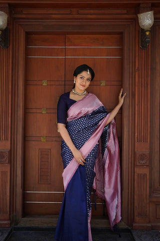 Cobalt Blue Banarasi Silk Saree