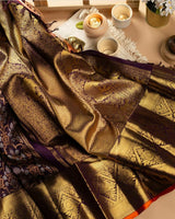Valiba Wine Color Banarasi Silk Jaquard Work Wedding Saree Blouse For Women Wedding Wear Party