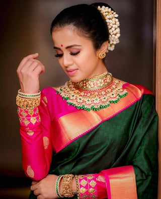 VAliba Beautiful Rich Pallu & Jacquard Work On All Over Bridal Saree