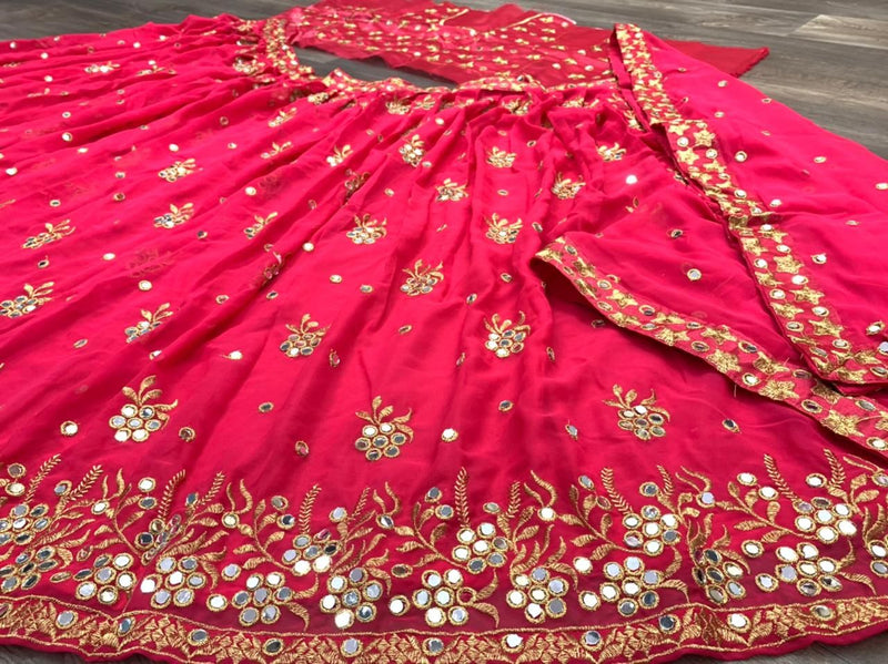 Divya Khosla Wear a Georgette Heavy Embroidery Work With Real Mirror Lehengha Choli Set With Dupatta