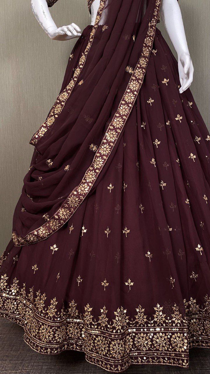 Designer Wear Exclusive Collection Faux Georgette Lehenga Choli Sequance Embroidery Work With Blouse