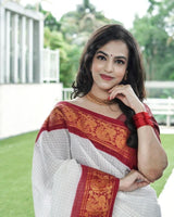 Achromic White Banarasi Silk Saree