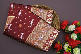 Brindle Brown Banarasi Silk Saree
