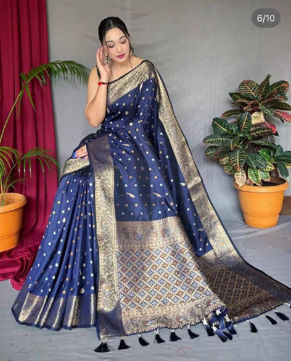 Cambridge Blue Banarasi Silk Saree