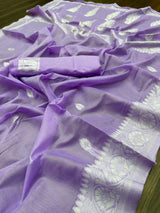 Lavender Purple Linen Cotton Saree