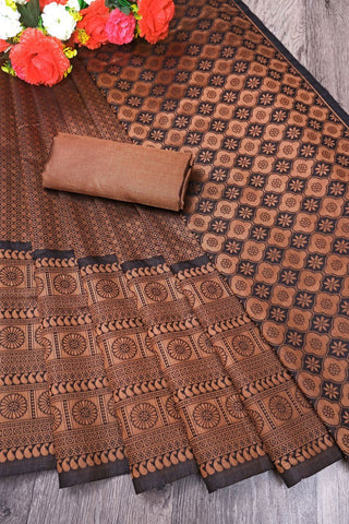 Cinnamon Brown Banarasi Silk Saree