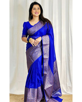 Azure Blue Banarasi Silk Saree