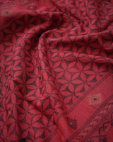 Crimson Red Linen Cotton Saree