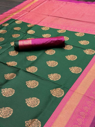 Vigorous Green Banarasi Silk Saree