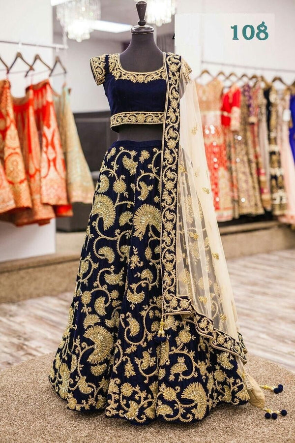 Bridal Black Velvet Full Heavy Embroidery Lehenga Choli And Dupatta